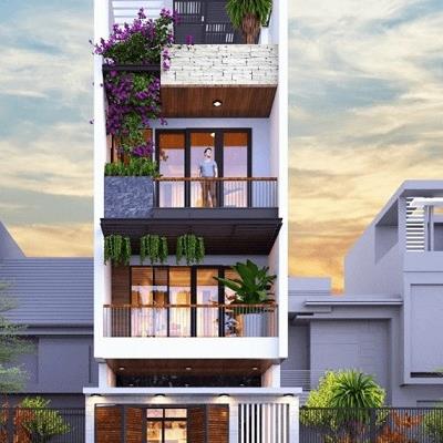 Thiết kế kiến trúc nhà mặt tiền 6 M