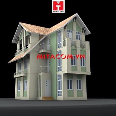 Thiết kế kiến trúc nhà phố loại kích thước 8 m x 16,2 m